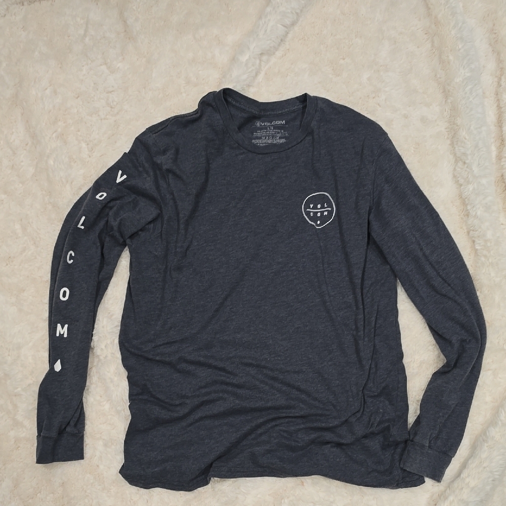 Volcom Men's Charcoal Blue Long Sleeve Tee Size:L